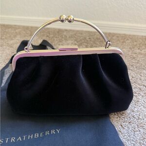 Strathberry Black Velvet Women's Bag